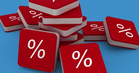 Discount Symbols on 3D Blocks Against Blue Background - Download Free Stock Images Pikwizard.com