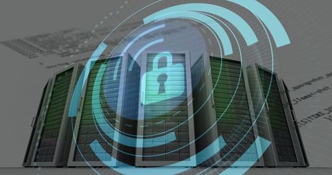 secure data encryption lock over server room - Download Free Stock Images Pikwizard.com
