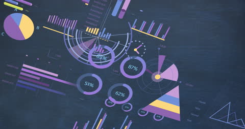 Abstract Financial Data Animation on Blue Background