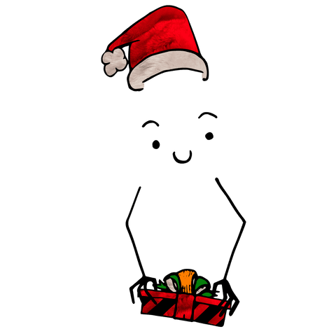 Festive snowman silhouette with red santa hat on transparent background