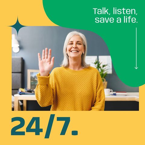 Cheerful Senior Woman Promoting Samaritan Awareness Day