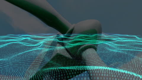 Digital Data Overlay on Wind Turbine Visualizing Renewable Energy