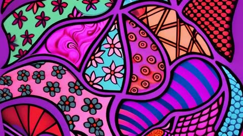 Colorful Mosaic with Abstract Patterns and Geometric Designs