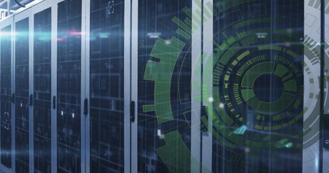 Futuristic Server Room with Data Processing Graphics - Download Free Stock Images Pikwizard.com