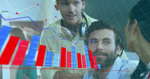Abstract Financial Analysis Digital Concept with Diverse Business Team