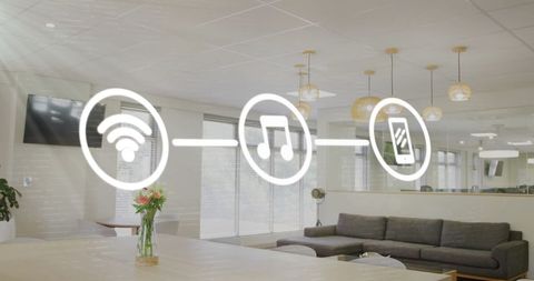 Connected Smart Home Concepts in a Modern Office Lounge Space