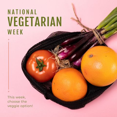 National vegetarian week fresh produce on pink background
