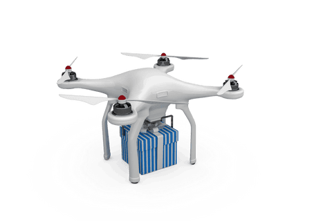transparent delivery drone carrying striped gift box high angle view - Download Free Stock Videos Pikwizard.com