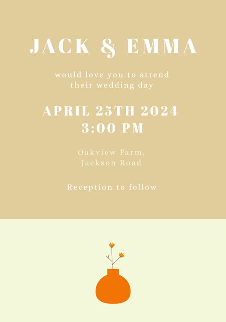 Ideal for couples planning a rustic or autumn wedding. The neutral colors combined with a floral design add a touch of elegance to the wedding announcement. Perfect for printing or digital sharing to invite guests to the special event.