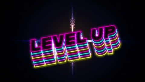 Vibrant Retro 'Level Up' Background Animation