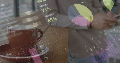 Digital Data Interface Overlaying Coffee and Smartphone - Download Free Stock Images Pikwizard.com