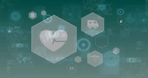 Digital Interface Displaying Health Monitoring Data and Icons