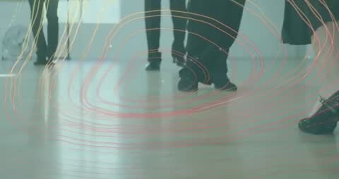 Abstract Overlay of School Walkway with People and Reflective Floor