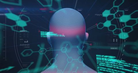 Digital Human Head with Data Processing Visuals - Download Free Stock Images Pikwizard.com