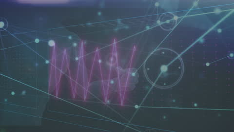 Digital Network with Glowing Structure in Virtual Space