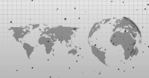 Global Data Processing Concept with World Map and Rotating Globe - Download Free Stock Images Pikwizard.com
