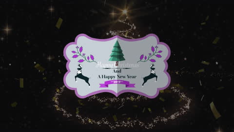 Festive Holiday Greeting with Sparking Lights and Confetti