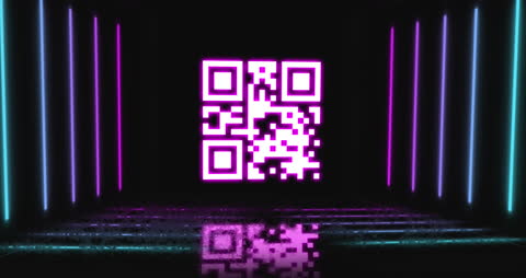 Futuristic Neon QR Code with Vibrant Glow