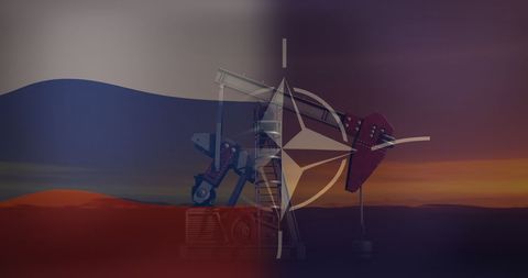 NATO and Russia Oil Pump Dual Exposure Art