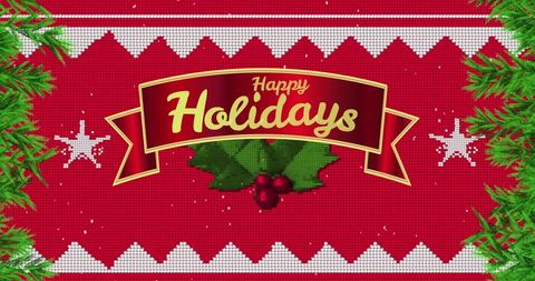 Festive holiday banner with holly and seasonal greetings
