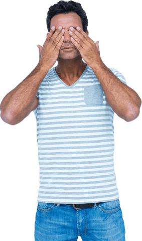 Stylish Handsome Man Covering Eyes in Transparent Background - Download Free Stock Videos Pikwizard.com