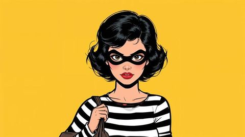 Stylish woman with eye mask in pop art portrait