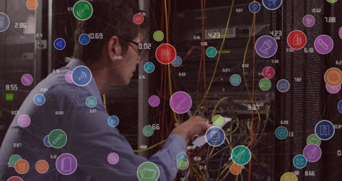 Engineer Analyzing Data Server Visualization Futuristic Connections
