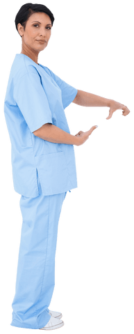 Biracial Female Doctor in Blue Scrubs on Transparent Background - Download Free Stock Videos Pikwizard.com