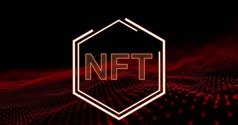 futuristic nft hexagon on dark background with red matrix - Download Free Stock Images Pikwizard.com