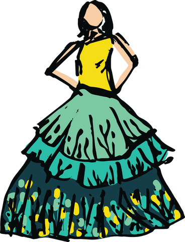 Stylish Woman in Designer Dress on Transparent Background