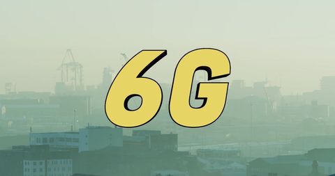 6G Technology Concept Over Cityscape Visual