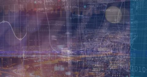 Futuristic Urban Skyline Overlayed with Data Graphics - Download Free Stock Images Pikwizard.com