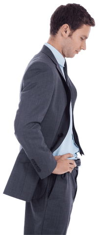 Transparent Businessman Contemplating with Hands on Hips