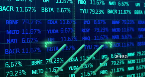 Animated Stock Market Data with Green Scanner Overlay