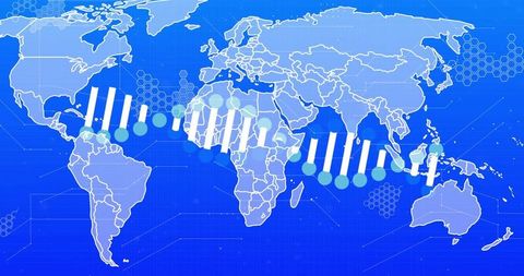 Digital DNA Analyzing Interactive Map of the World - Download Free Stock Images Pikwizard.com
