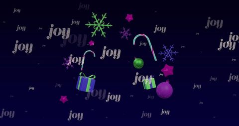 Festive Christmas Joy with Colorful Decorations on Purple Background