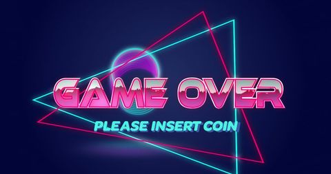 Retro Arcade Style Game Over Screen Neon Design