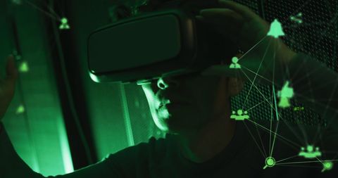 Virtual Reality Headset Overlay with Digital Network Elements