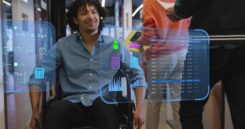 Diverse Team Collaborating with Holographic Technology