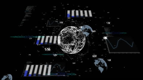 Digital Globe with Data Analytics Overlay Illustrating Global Connectivity