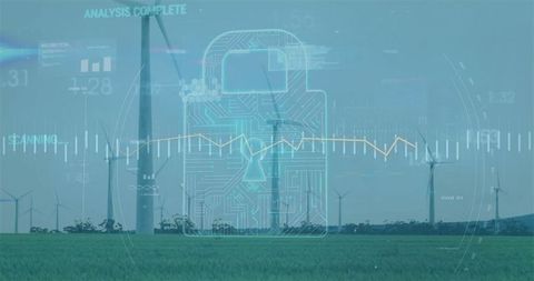 Digital Security Overlay on Wind Farm with Analytics Display