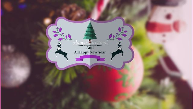 This festive graphic features bright decorations with greeting text perfect for holiday cards or Merry Christmas messages. Can be used in digital holiday campaigns, social media posts, or as part of seasonal celebration promotions.