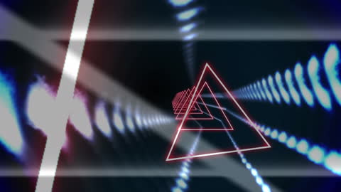 Futuristic Animation of Neon Triangles with Digital Connections