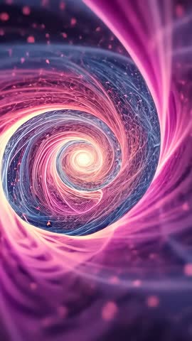 Spinning Neural Vortex Tunnel Drawing Camera Toward Glowing Fractal Core