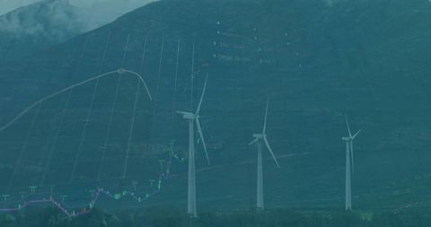 Financial Metrics and Wind Turbines Showcasing Renewable Energy Trends