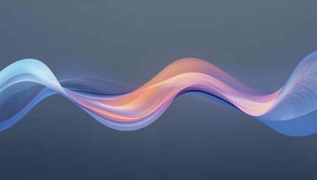 Flowing Translucent Multicolor Ribbon Wave Crossing Soft Blue Gradient for Modern Design