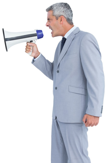 Transparent businessman shouting using loudspeaker communication concept - Download Free Stock Videos Pikwizard.com