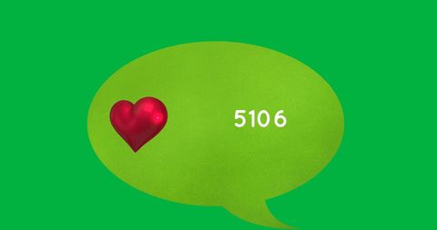 Red heart icon over floating speech bubble