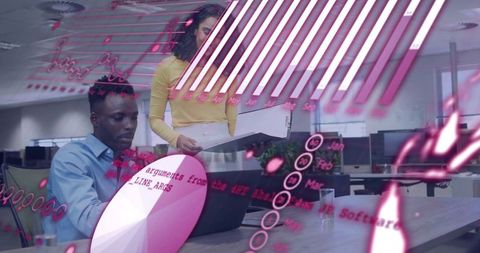 Focused Business Team Working with Data in Modern Office