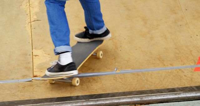 Close-Up of Skateboarder Practicing Skateboarding Tricks on Ramp - Download Free Stock Images Pikwizard.com